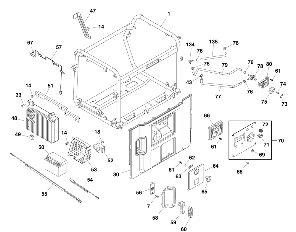 Main Unit P2 Diagram and Parts List for 030795-00  Briggs and Stratton Generator